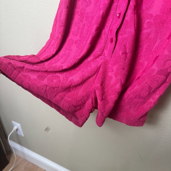 Terrycloth Hot Pink Semi Sheer Romper Shorts Set Size Medium - Picture 5 of 12
